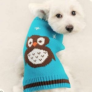 Nacoco Turquoise Knit Owl Dog Sweater